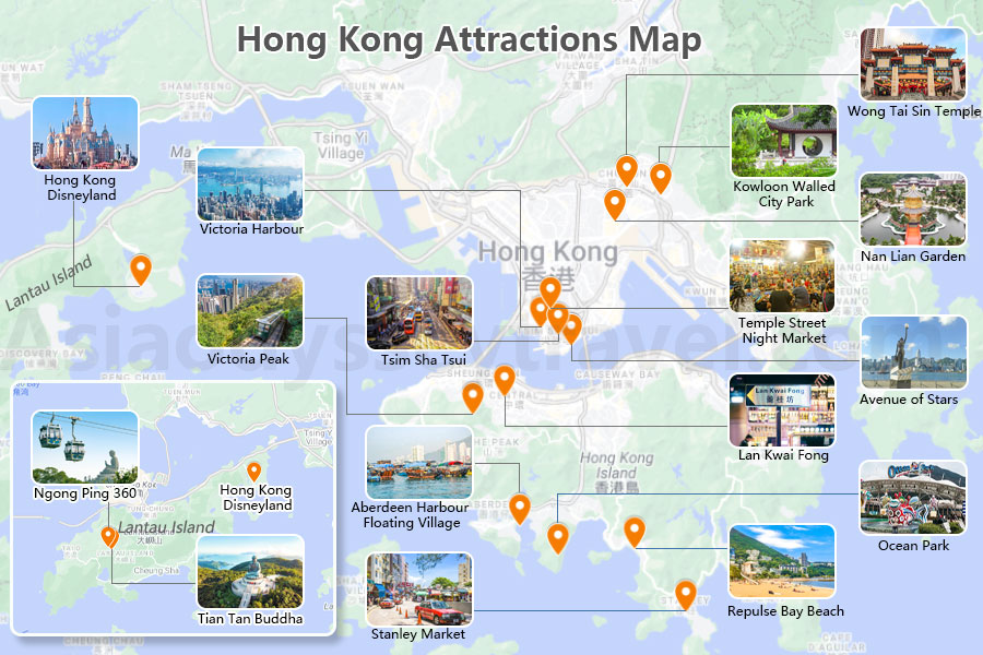 Hong Kong Tourist Map Hong Kong Map With Attractions