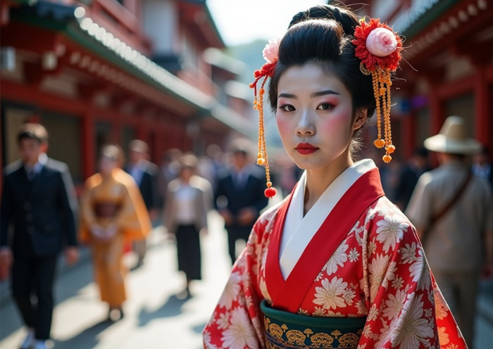 Girl in Traditional Japanese Garment