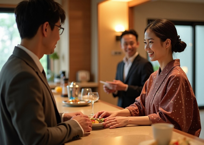 Friendly Hospitality Service in Japan AI Art