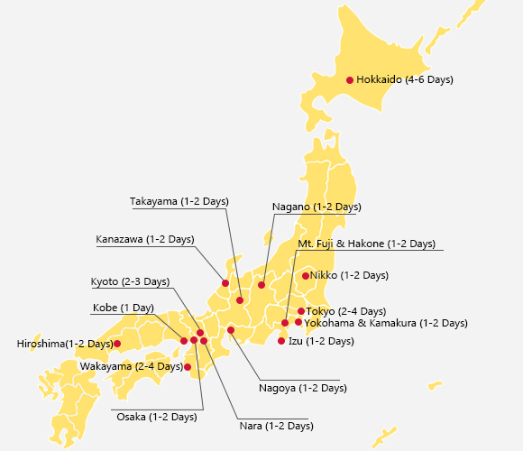 Japan Travel Itinerary Map