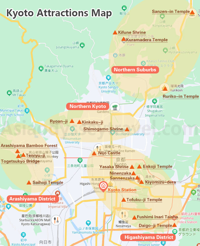 Kyoto Attractions Map