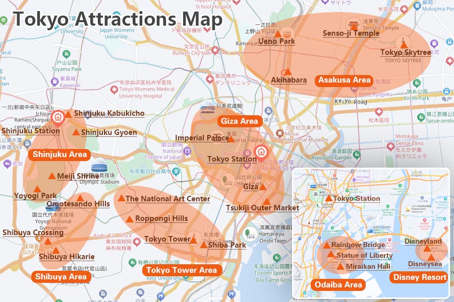 Tokyo Attractions Map