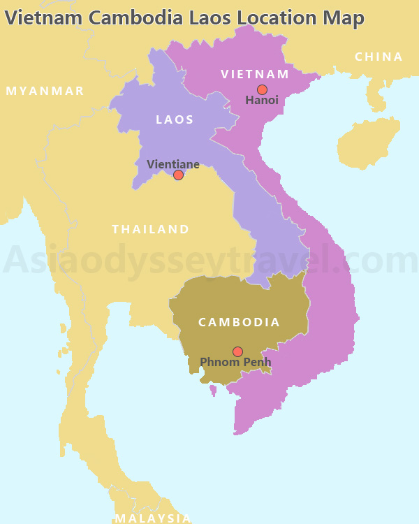 Vietnam Cambodia Laos Map