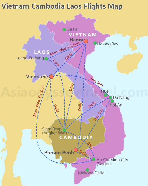 Map of Vietnam Cambodia Laos (Location, Cities, Attractions)