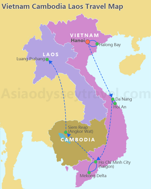 Vietnam Cambodia Laos Map