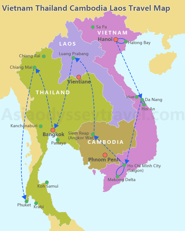 Thailand Laos Vietnam Cambodia Map