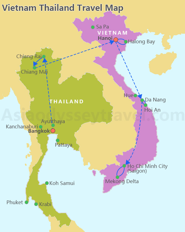 Vietnam Thailand Map