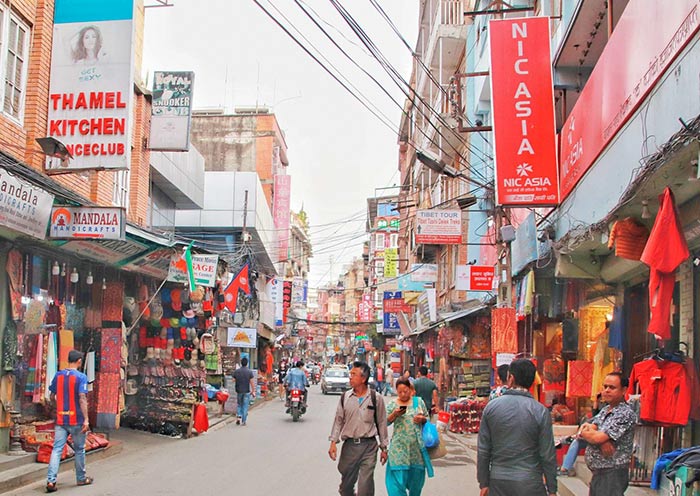 Thamel Street in Kathmandu is tourist hub