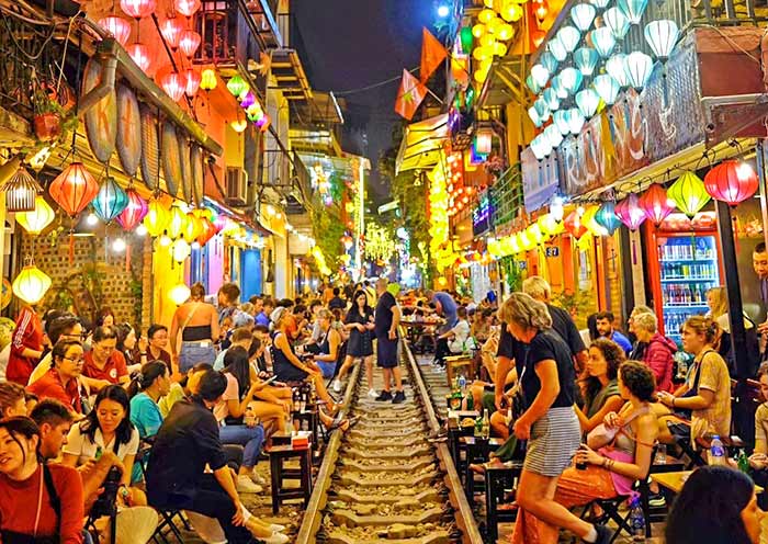 Hanoi Train Street Night View