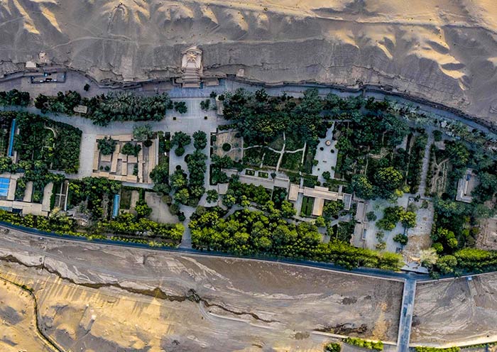 Bird-eye view of Mogao Caves