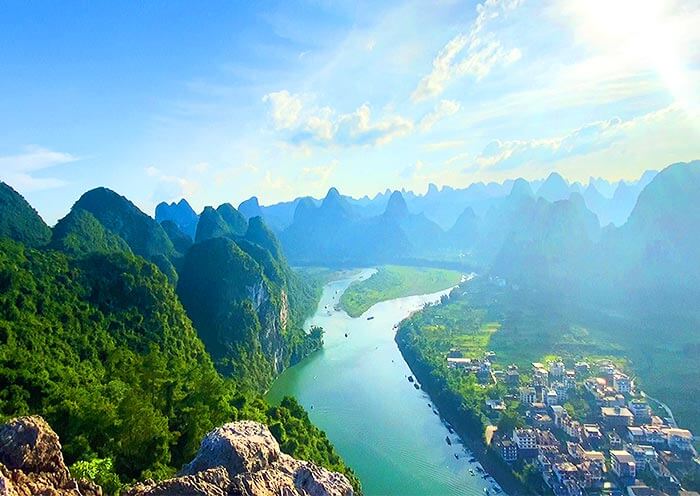 Marvel at the Stunning Karst Landscape of Guilin - Impressive views from the top of The Moon Hill