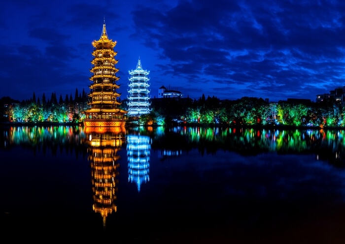 Sun Moon Pagodas in Guilin