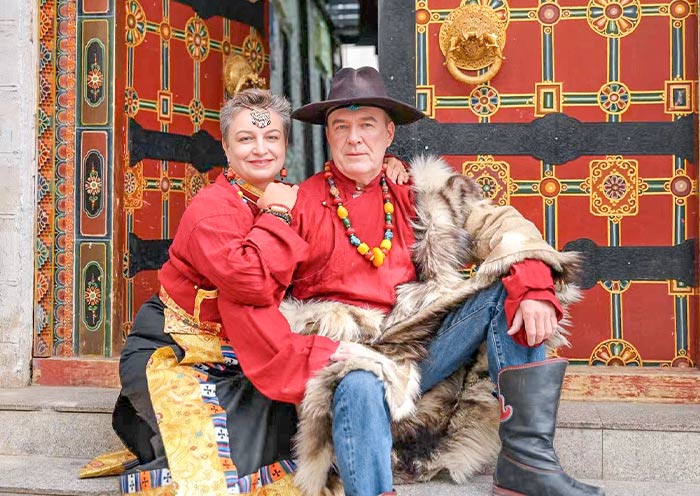 Our Customers Dressed in Tibetan Clothing at Barkhor Street 