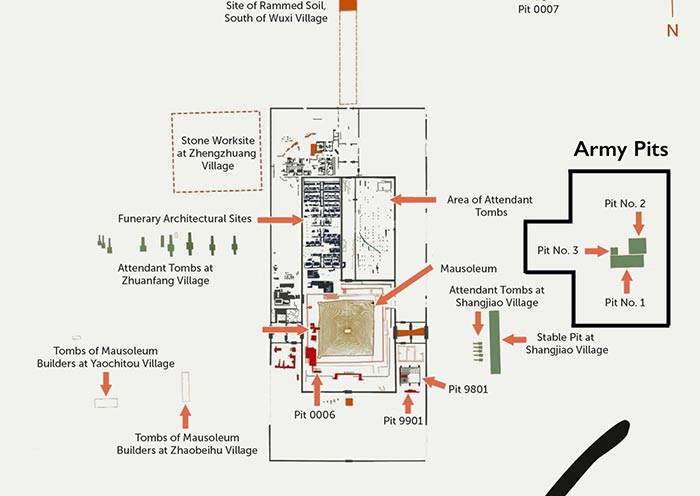 >Map of Emperor Qin Shihuang's Terracotta Army Museum