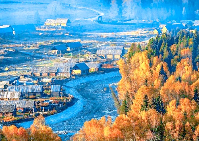 Sunrise of Hemu Village, Xinjiang Sunrise of Hemu Village, Xinjiang