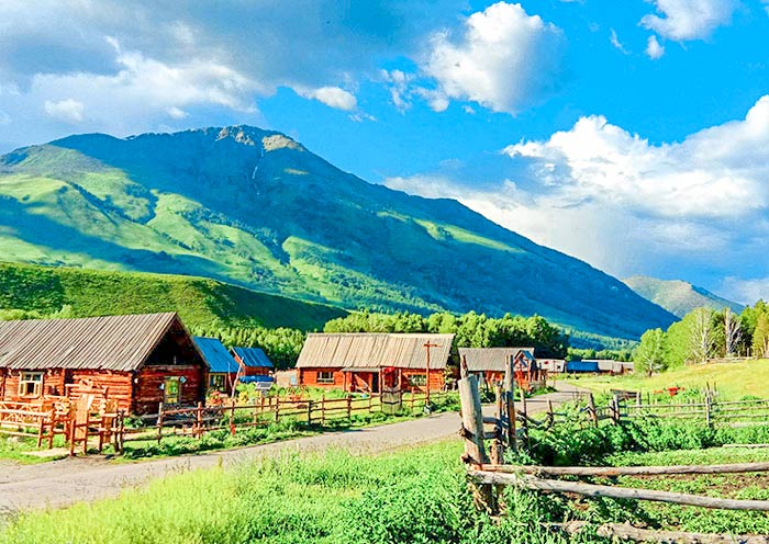 Traditional wooden house in Hemu Village, Xinjiang