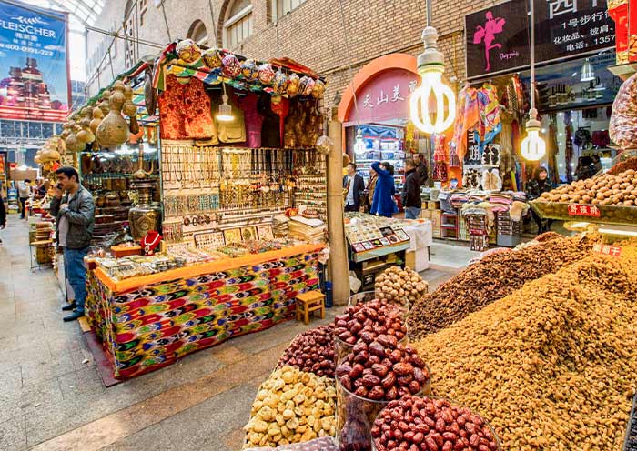 Traditional goods at Xinjiang International Grand Bazaar 