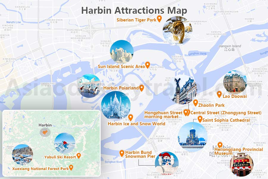 Xinjiang Tourist Map for Harning ice Festiaval Tours