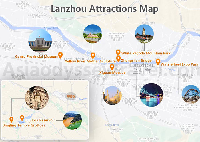 Lanzhou Attractions Map