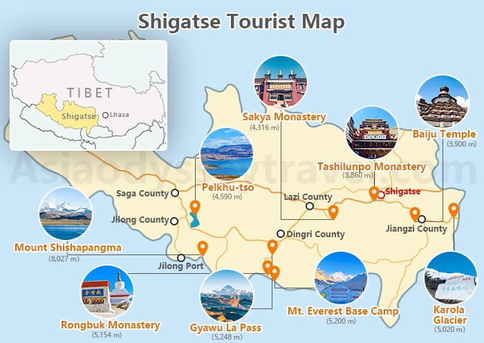 Shigatse Tourist Map