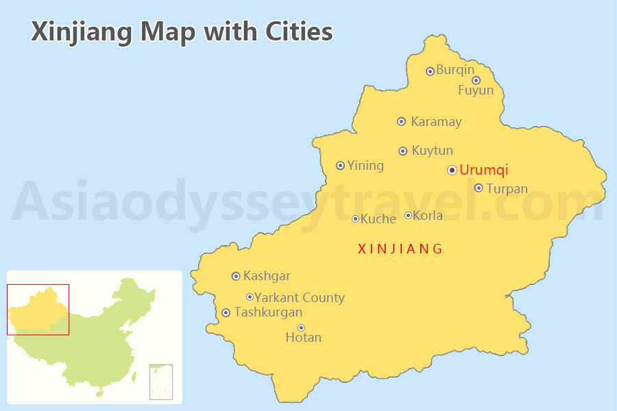 Map of Xinjiang: Xinjiang Map with Cities, Attractions & Travel Routes