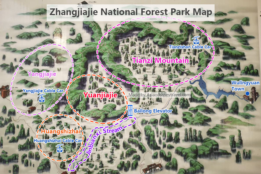 Zhangjiajie National Forest Map