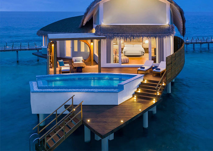 JW Marriott Maldives Overwater Pool Villa Sunset
